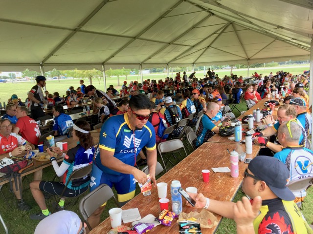 Lunch after 50 miles, Day 1
