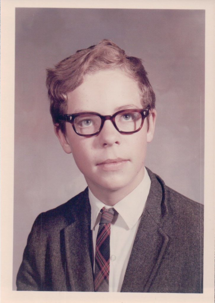 school photo with glasses