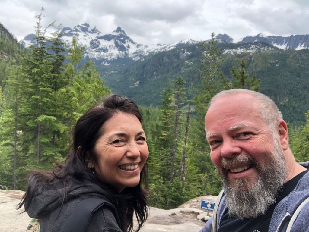 Selfie with Stawamus Chief Mountain in the distance